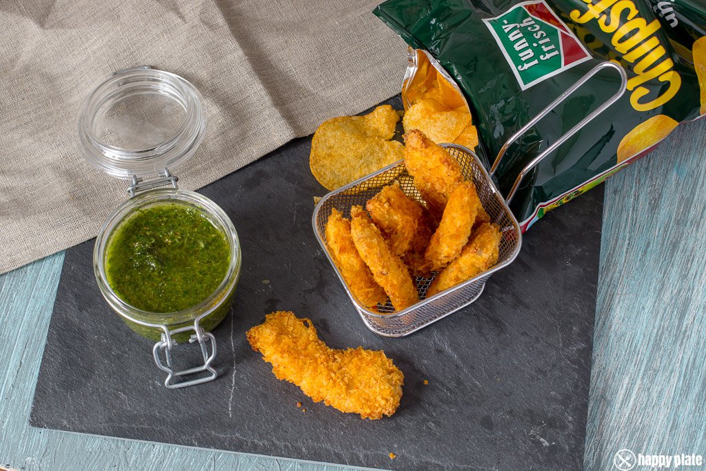 Chicken in Chipspanade mit selbstgemachten Chimichurri